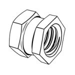 Closed Insert Nuts with Disk for Plastics Mouldings - Hex Without Shoulder - Type E — DIN Snap-In Nuts, Indasco product N-12-0002