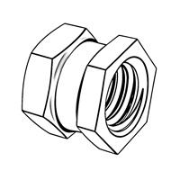 Closed Insert Nuts with Disk for Plastics Mouldings - Hex Without Shoulder - Type E — DIN Snap-In Nuts, Indasco product N-12-0002