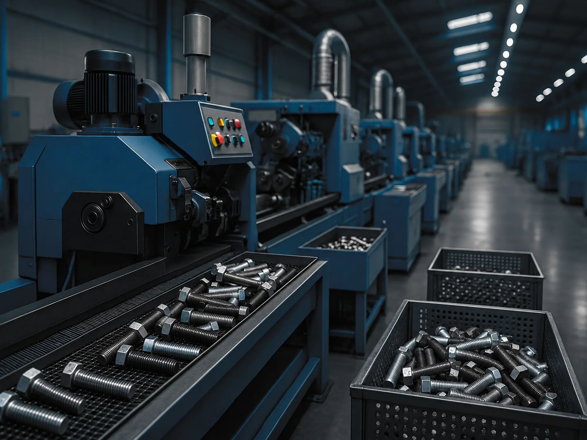 Bolt threading line at the Indasco factory